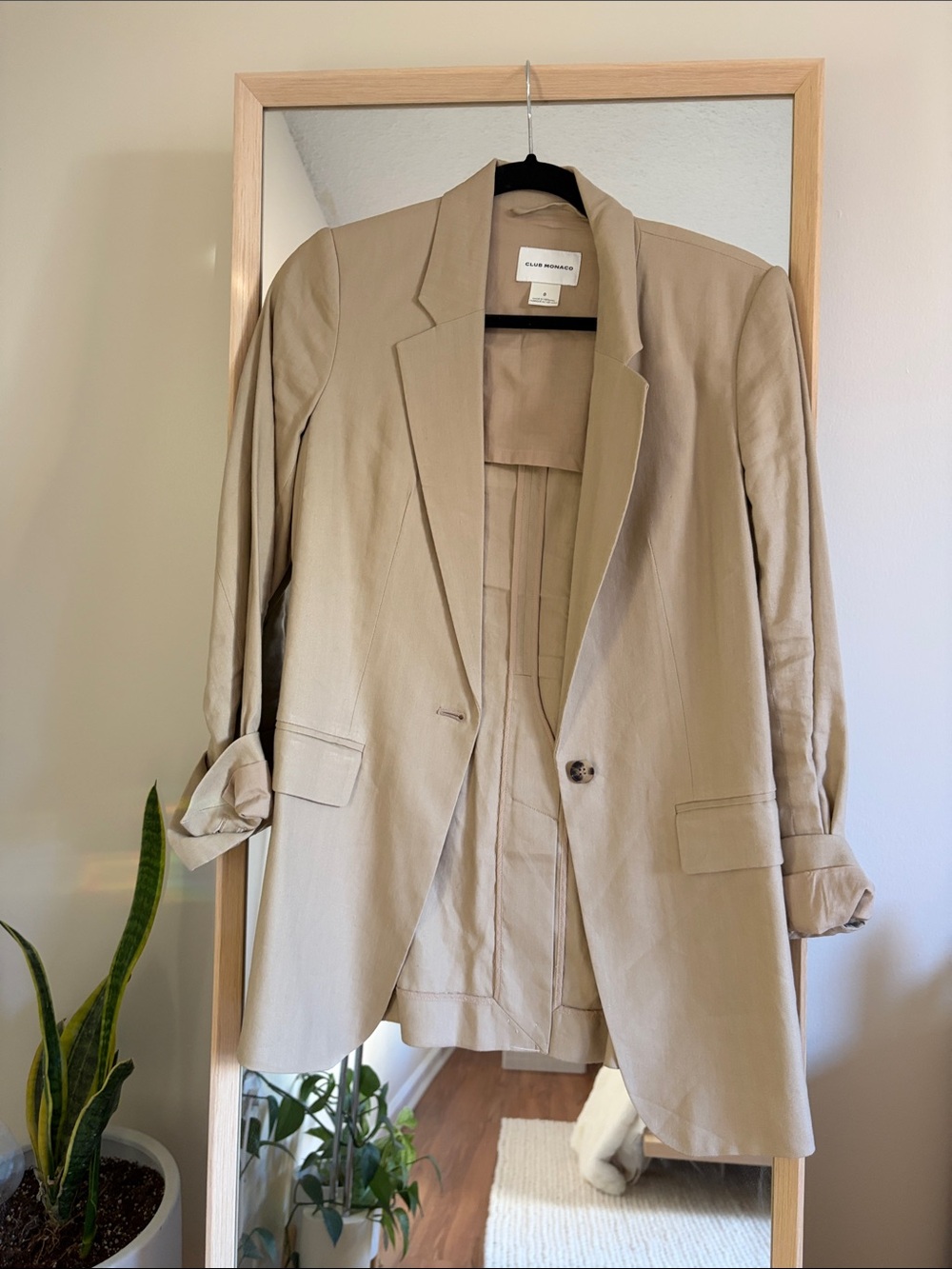 Club Monaco Light Beige Single-Button Women's Blazer Size 0